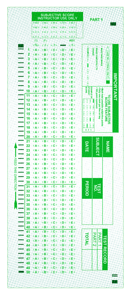 A scantron sheet